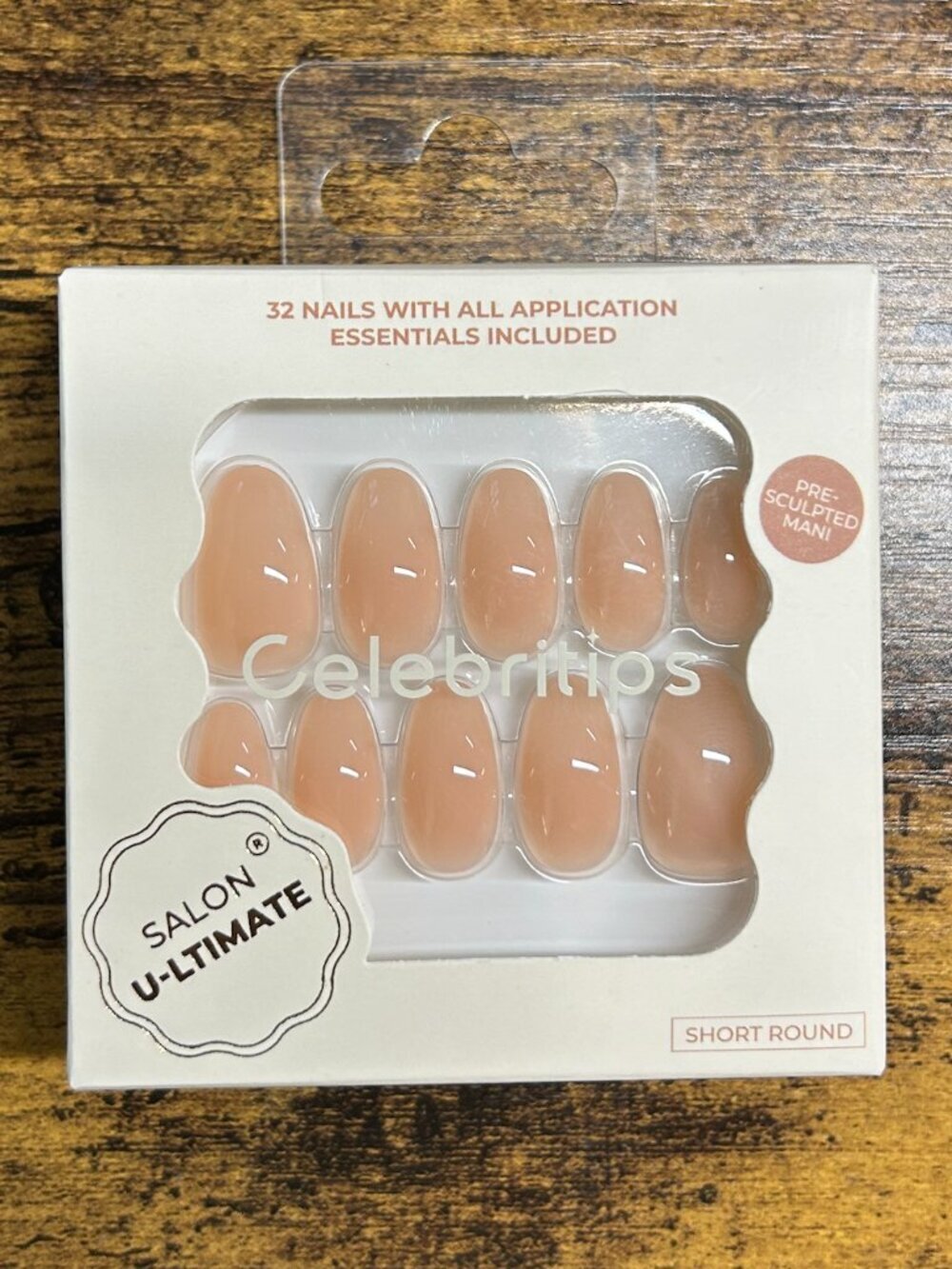 NEW Celebritips True Nude Press On Nails Short Round Builder Gel U-Ltimate NIB